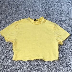 Shinestar Yellow Ruffled Crop Tee Short Sleeve